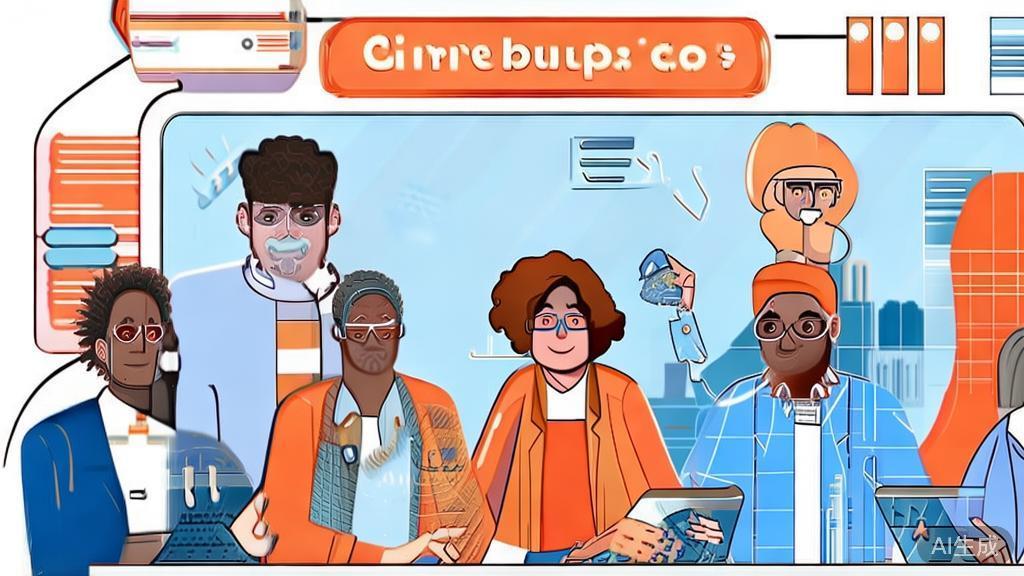 High-quality illustration of entrepreneurs leveraging AI for business solutions, minimal flat design