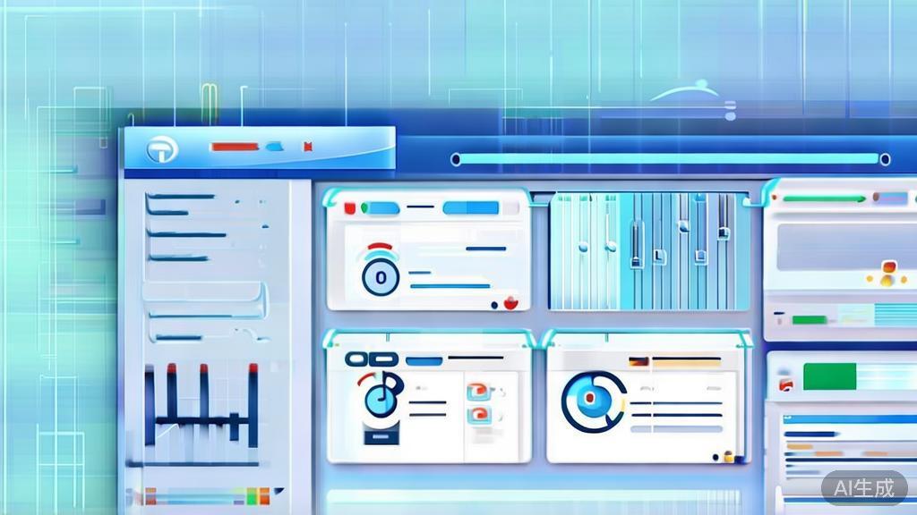 Flat vector illustration of AI project comparison, dashboard style, soft blue gradient