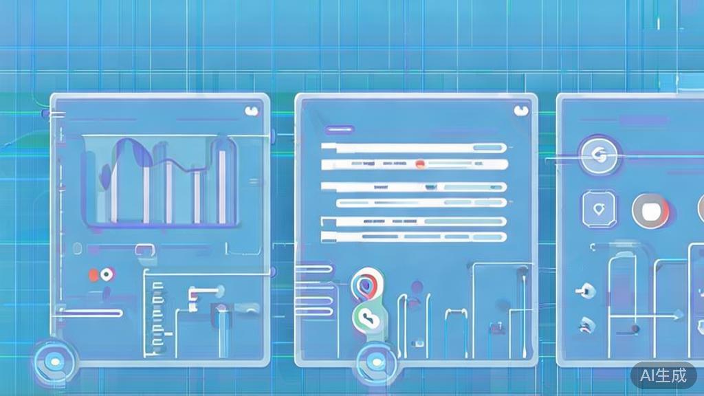 Flat vector illustration of data analysis concept, dashboard style, soft blue gradient