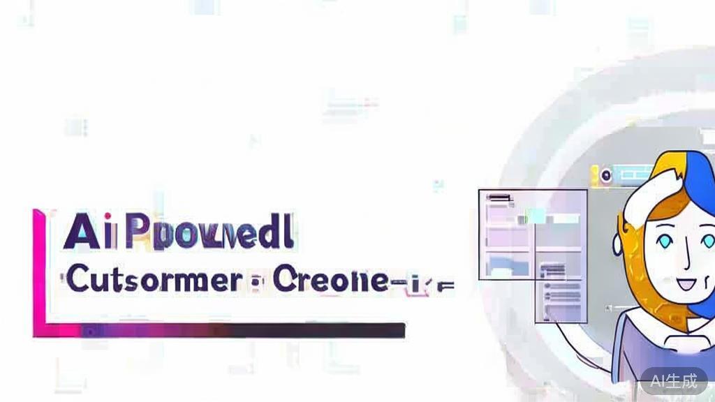 High-quality business illustration regarding AI-powered customer service, minimal flat design