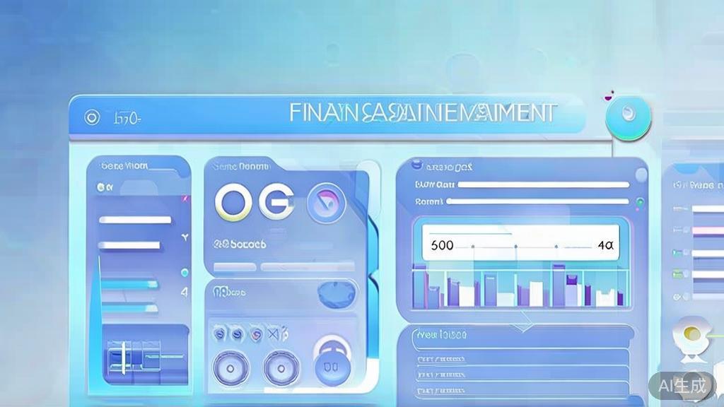 Flat vector illustration of financial management, dashboard style, soft blue gradient