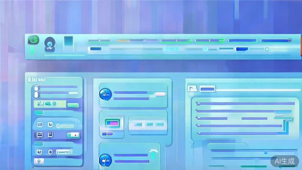 Flat vector illustration of scriptwriting process with AI assistance, dashboard style, soft blue gradient