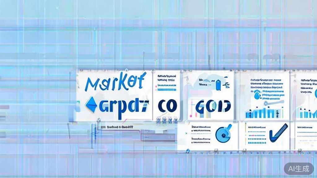 Flat vector illustration of market competition analysis, dashboard style, soft blue gradient