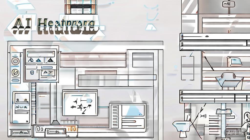 High-quality business illustration regarding AI in healthcare, minimal flat design