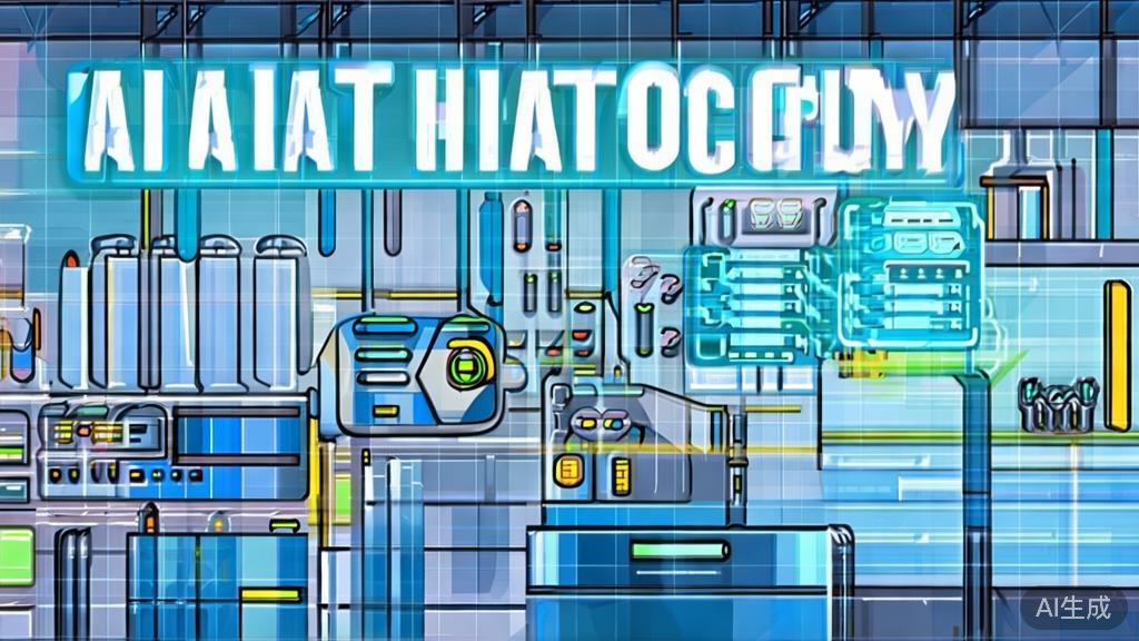 High-quality illustration of AI enhancing manufacturing efficiency, flat vector design