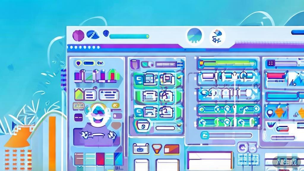 Flat vector illustration of audience engagement in interactive storytelling, dashboard style, soft blue gradient