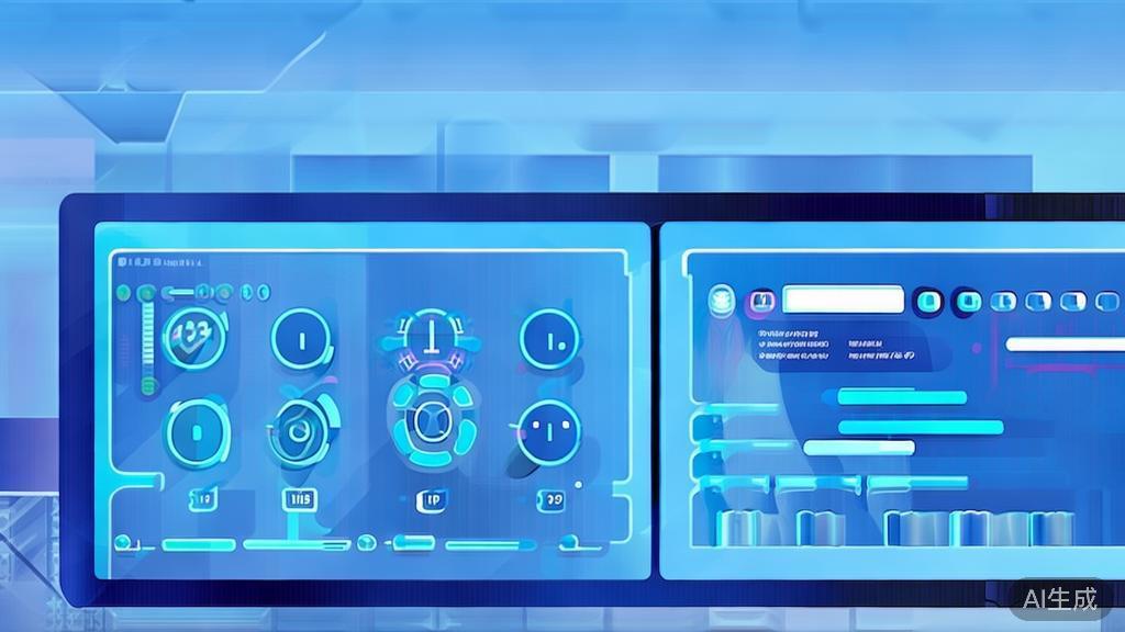 Flat vector illustration of AI prototype testing, dashboard style, soft blue gradient