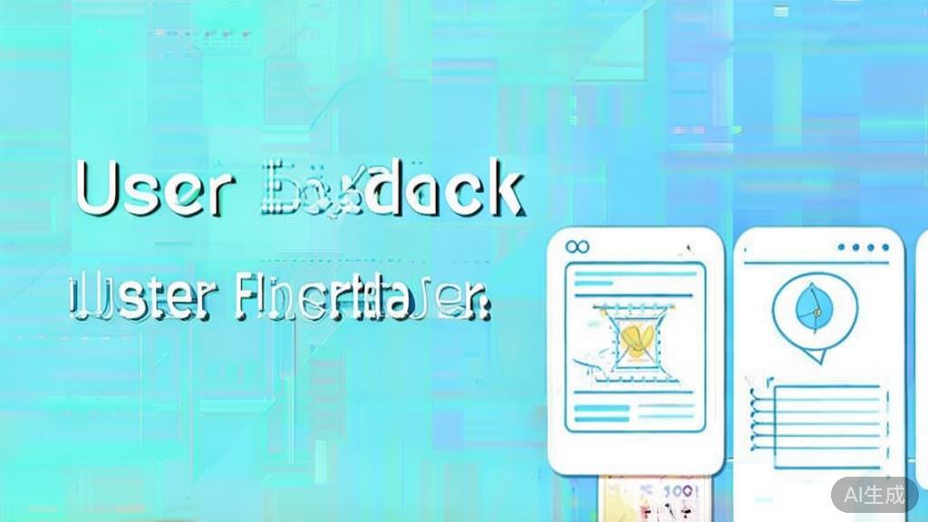 Flat vector illustration of user feedback in product development, dashboard style, soft blue gradient