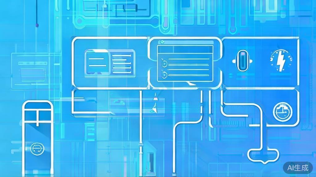 Flat vector illustration of efficient workflow using GPT, dashboard style, soft blue gradient