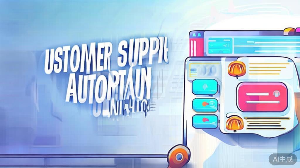 High-quality business illustration regarding customer support automation, minimal flat design