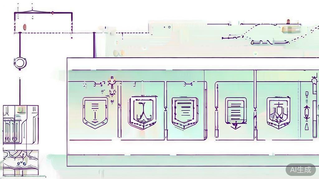 High-quality business illustration regarding AI technology regulation, minimal flat design