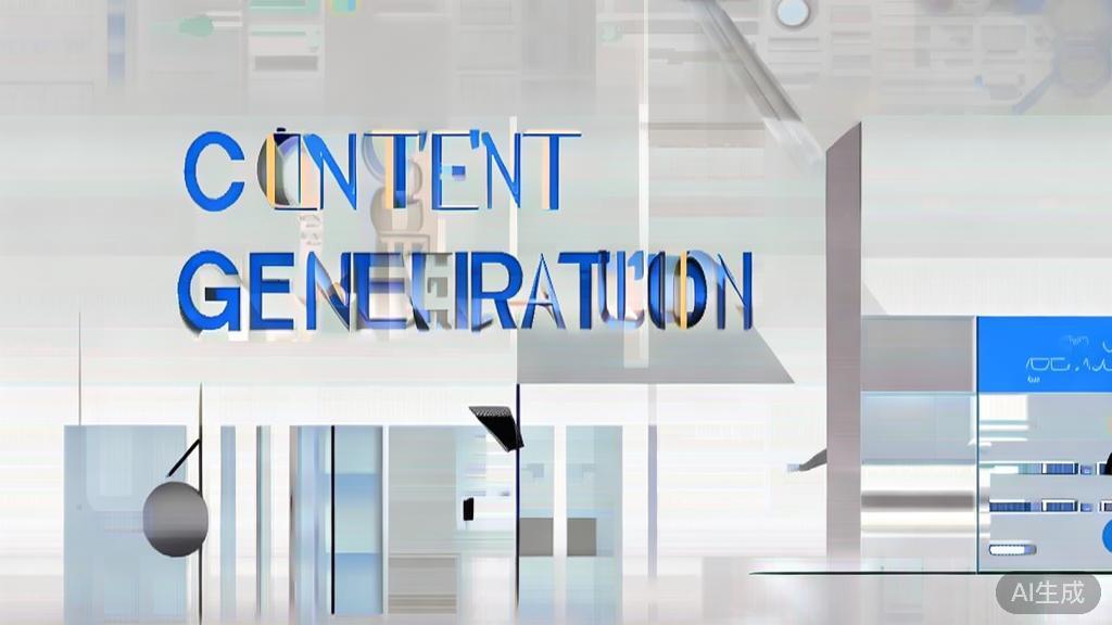 "High-quality business illustration regarding content generation, minimal flat design"