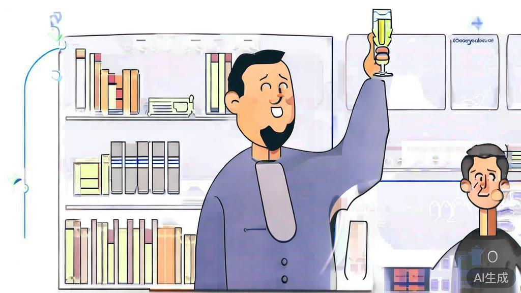 "Minimalist graphic of a successful writer celebrating with ChatGPT"