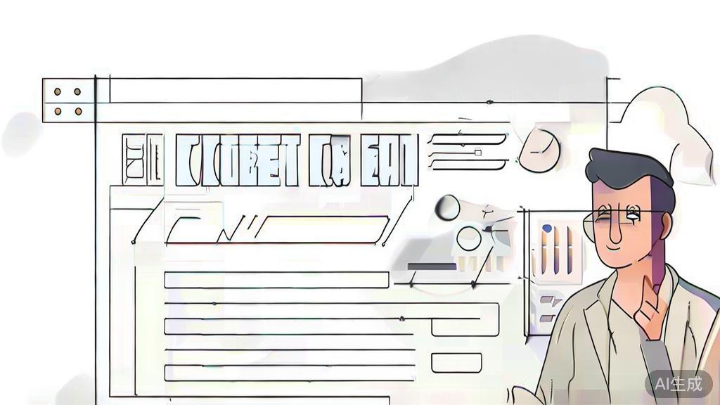 "Flat vector illustration of a person reviewing AI-generated content, emphasizing the importance of critical thinking, minimalist design"