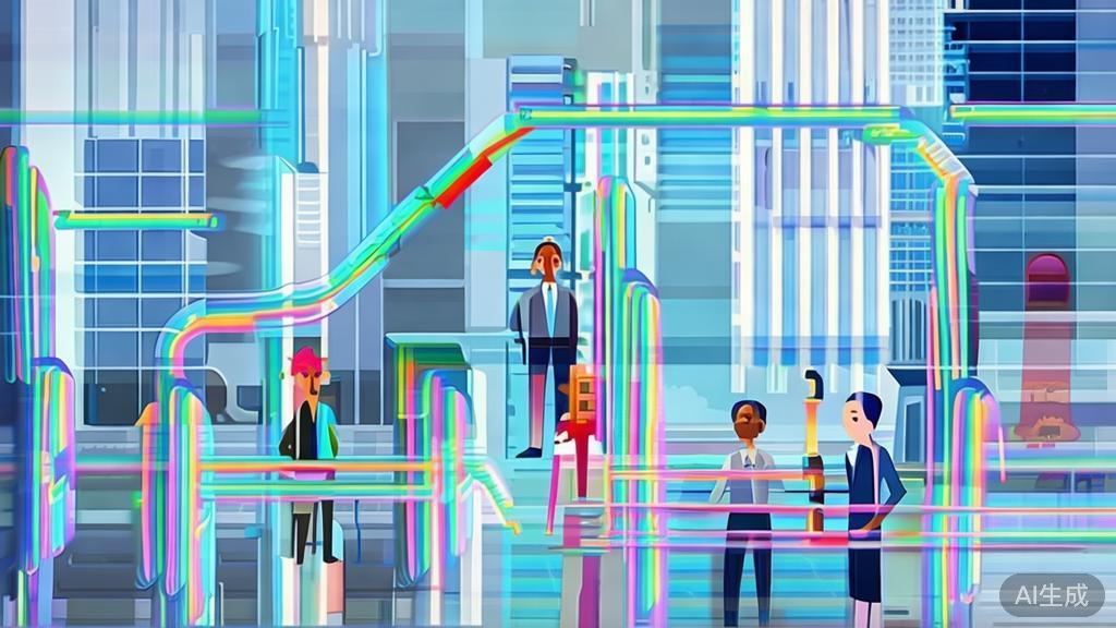 High-quality business illustration regarding future trends in AI, minimal flat design