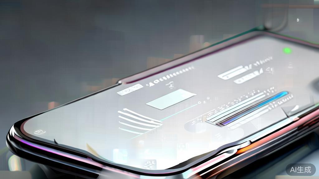 "High-quality illustration of future mobile technology with AI integration, minimal flat design"