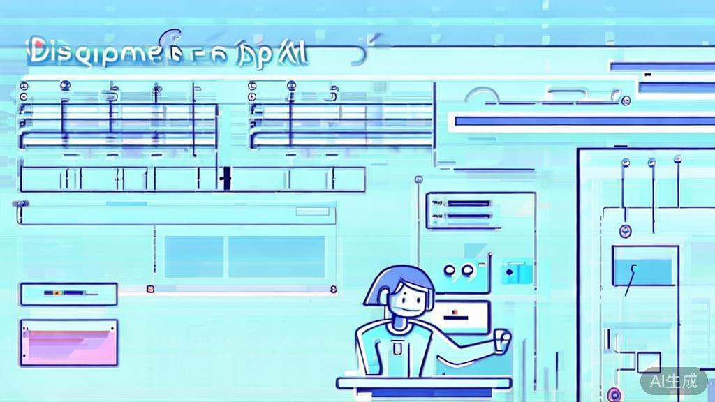 Flat vector illustration of a designer using AI tools, dashboard style, soft blue gradient