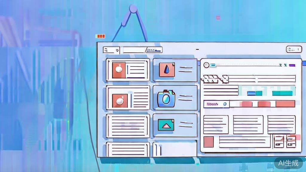 Flat vector illustration of social media content creation, dashboard style, soft blue gradient