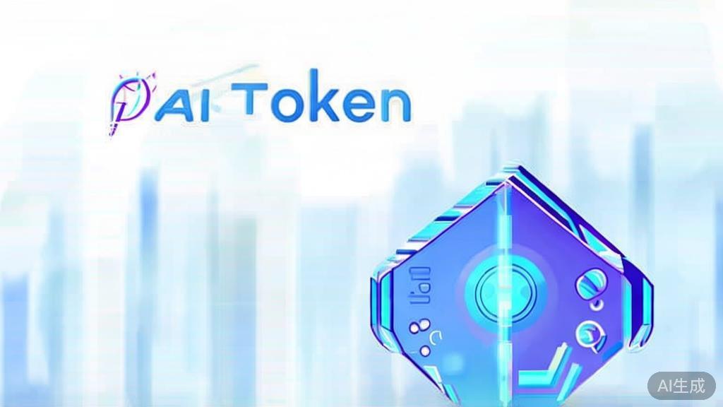 Flat vector illustration of AI Token in digital content creation, dashboard style, soft blue gradient