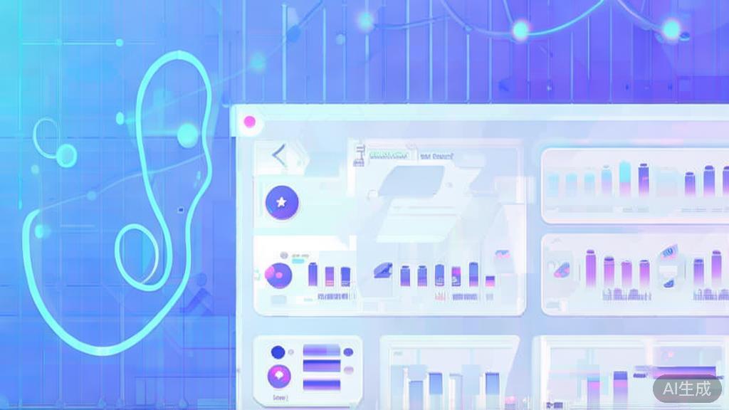 Flat vector illustration of DeFi concept, dashboard style, soft blue gradient