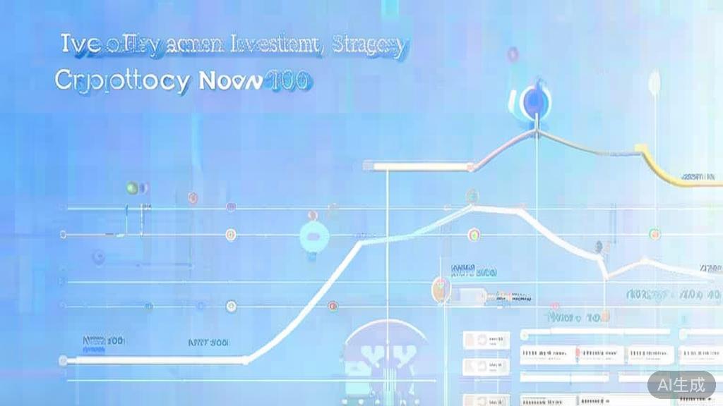 "Flat vector illustration of gradual investment strategy in cryptocurrency, dashboard style, soft blue gradient"