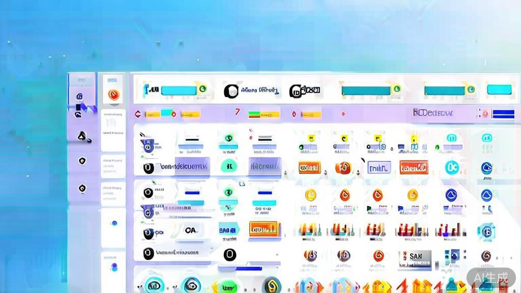 Flat vector illustration of crypto asset variety, dashboard style, soft blue gradient