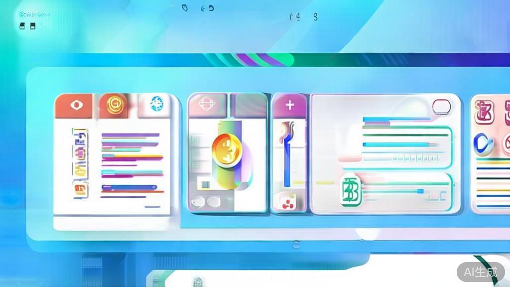 Flat vector illustration of diversified token investments, dashboard style, soft blue gradient
