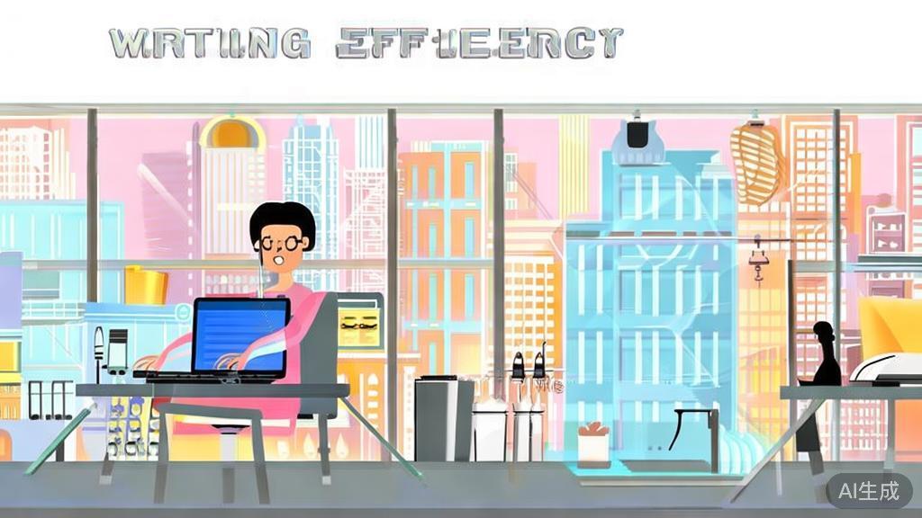 "High-quality business illustration regarding writing efficiency comparison, minimal flat design"