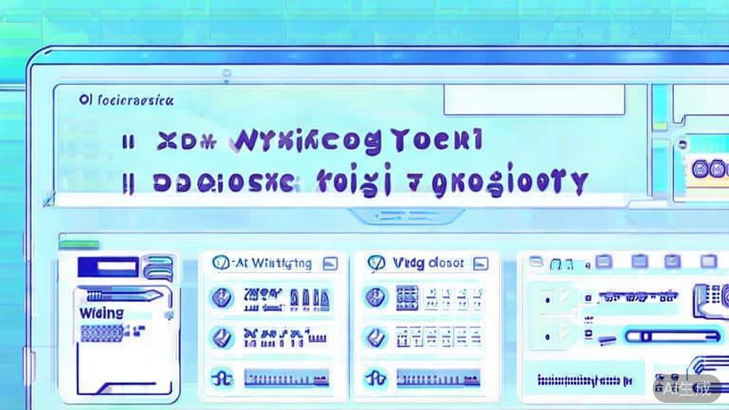 Flat vector illustration of future trends in writing technology, dashboard style, soft blue gradient