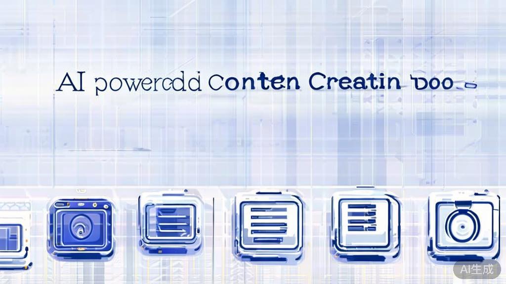 High-quality business illustration regarding AI tools for content creation, minimal flat design