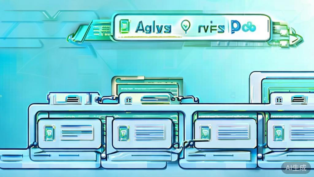 "Flat vector illustration showing efficient editing process with API, soft blue gradient"