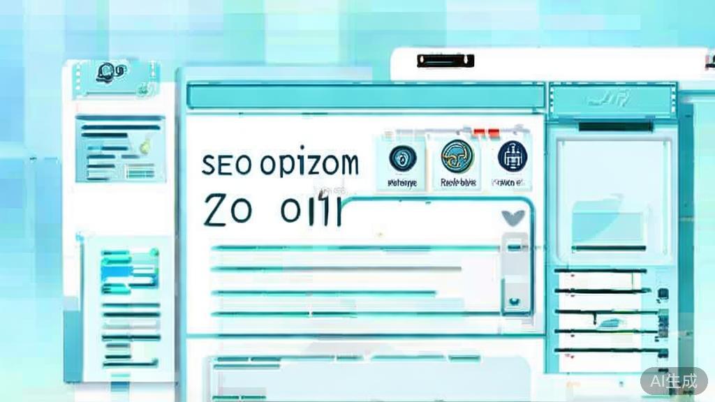 "Flat vector illustration of SEO optimization in content creation, dashboard style, soft blue gradient"