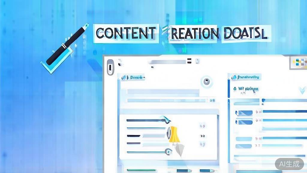 Flat vector illustration of content creation goals, dashboard style, soft blue gradient