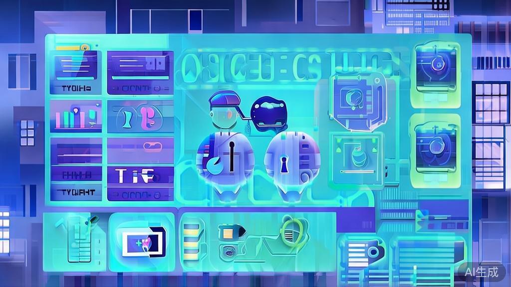 "Flat vector illustration depicting future collaboration between AI tools and content creators, dashboard style, soft blue gradient"