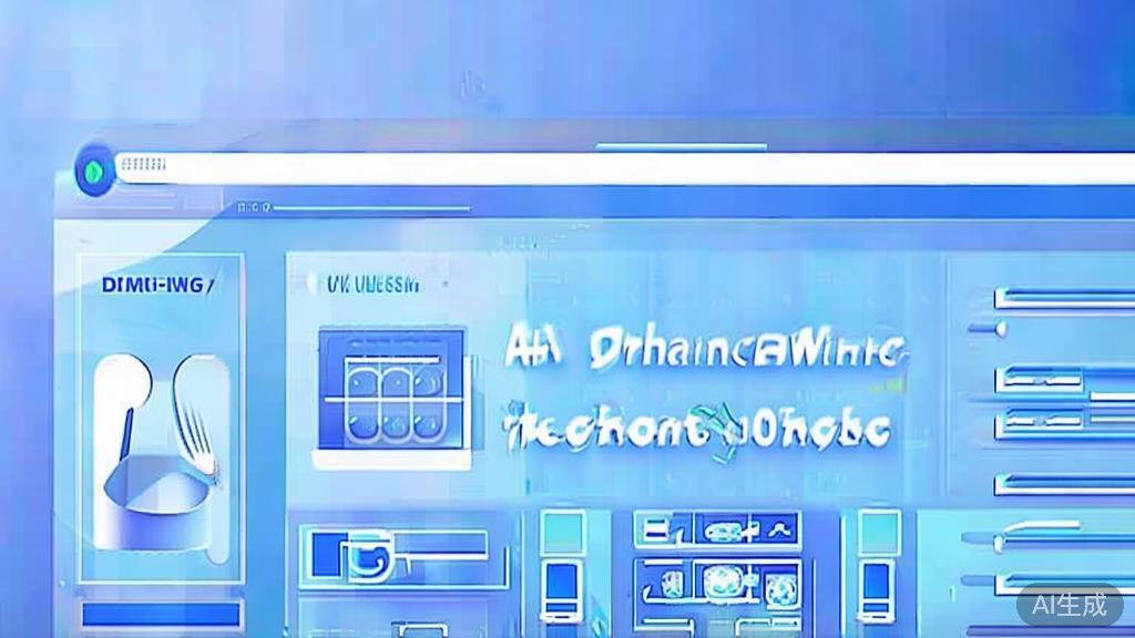 Flat vector illustration of AI drawing technology advancements, dashboard style, soft blue gradient
