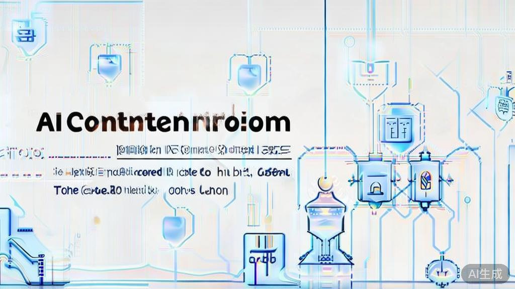 High-quality business illustration regarding content creation with AI, minimal flat design
