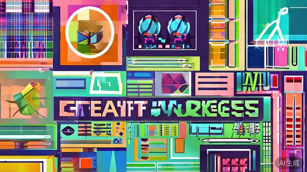 "Flat vector illustration of creative process, multiple art styles, high quality"