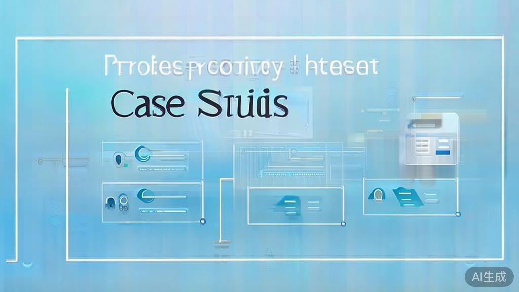 Flat vector illustration of case studies in productivity, dashboard style, soft blue gradient