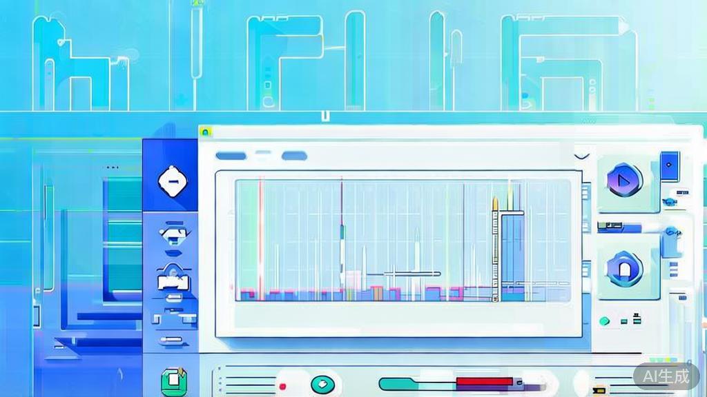 Flat vector illustration of video production in skill training, dashboard style, soft blue gradient