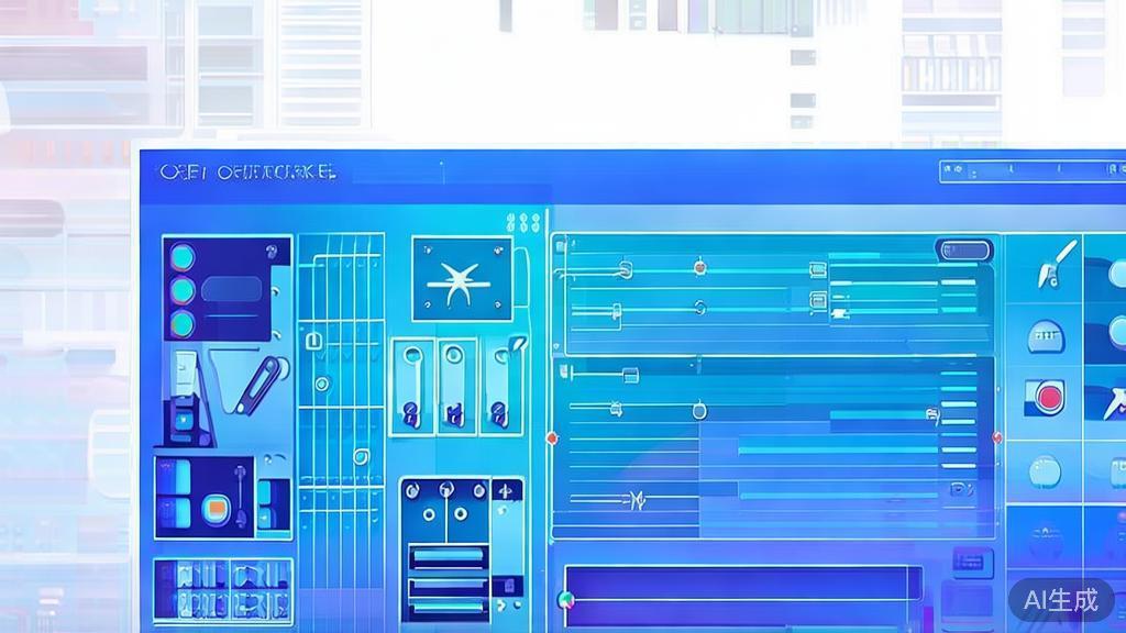 Flat vector illustration of video editing process, dashboard style, soft blue gradient