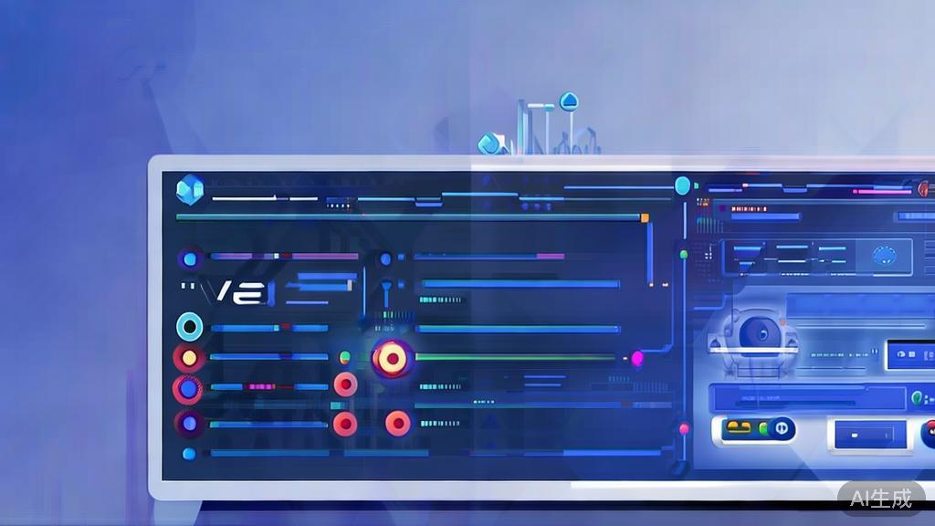 Flat vector illustration of VEO3 interface troubleshooting, dashboard style, soft blue gradient