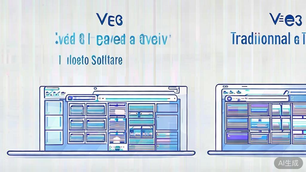High-quality illustration of cost comparison between VEO3 and traditional video editing software, minimal flat design