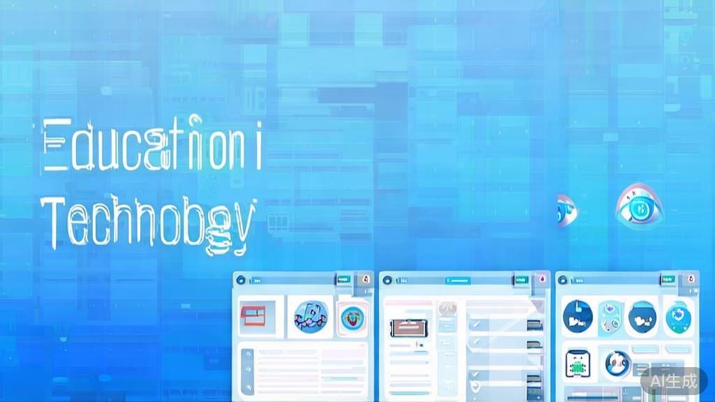 Flat vector illustration of educational technology, dashboard style, soft blue gradient