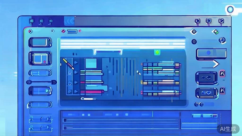 Flat vector illustration of video editing process, dashboard style, soft blue gradient
