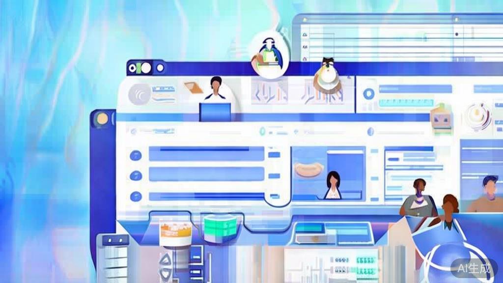 Flat vector illustration of diverse users utilizing video generation tools, dashboard style, soft blue gradient