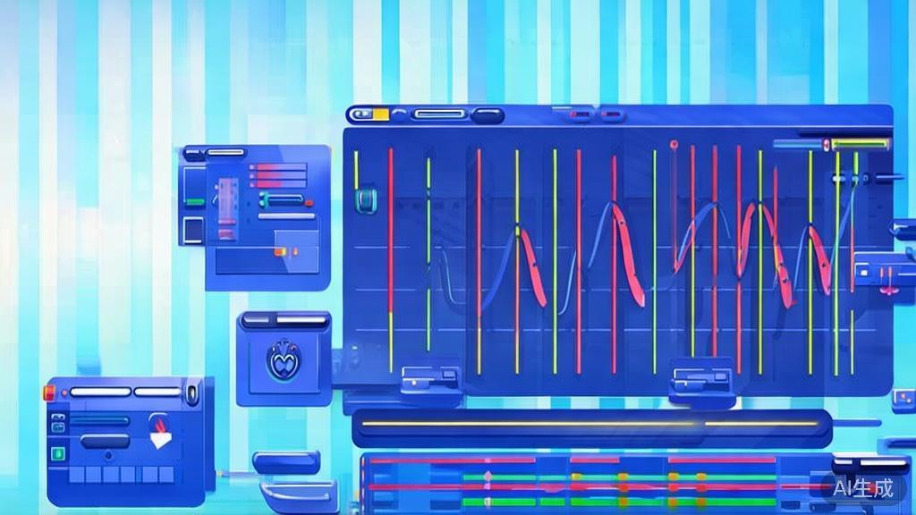 Flat vector illustration of video editing efficiency, dashboard style, soft blue gradient