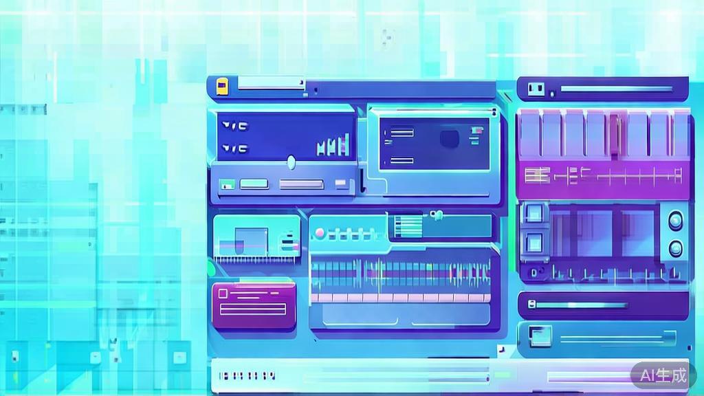 Flat vector illustration of different video editing tools, dashboard style, soft blue gradient