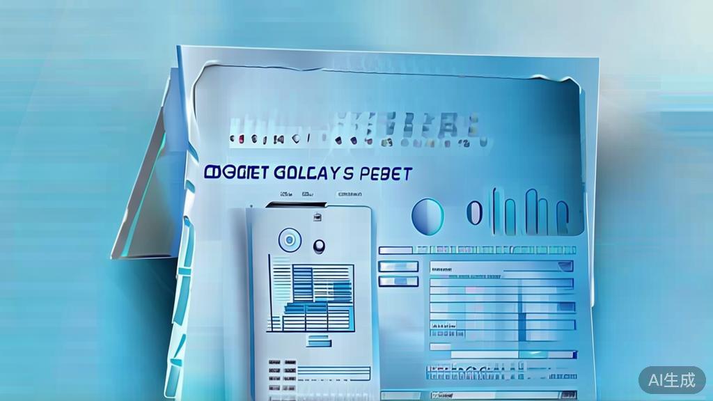 High-quality business illustration of a market analysis report featuring Google Veo3, minimalistic design, soft blue gradient