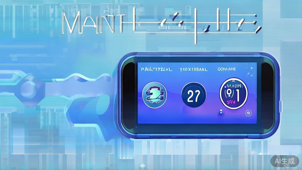 Flat vector illustration of smart health monitoring device, dashboard style, soft blue gradient