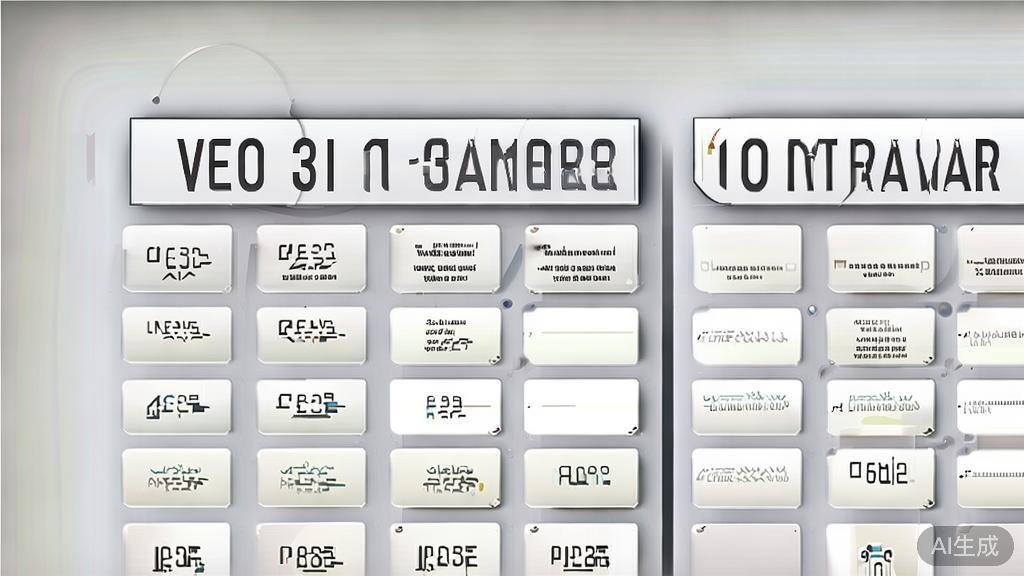 "Comparison chart of Veo 3.1 and 即梦 features, minimalist design"